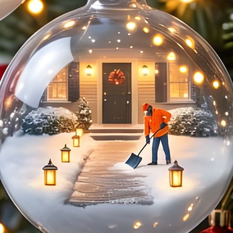 Sidewalks & Walkways: miniature crew inside a glass Christmas ornament